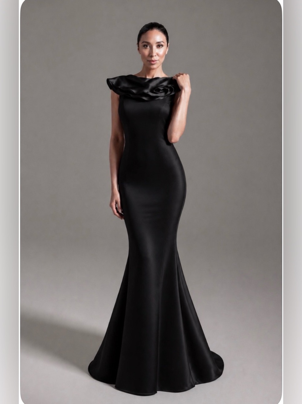 WAYNE CLARK Black Silk Evening Gown